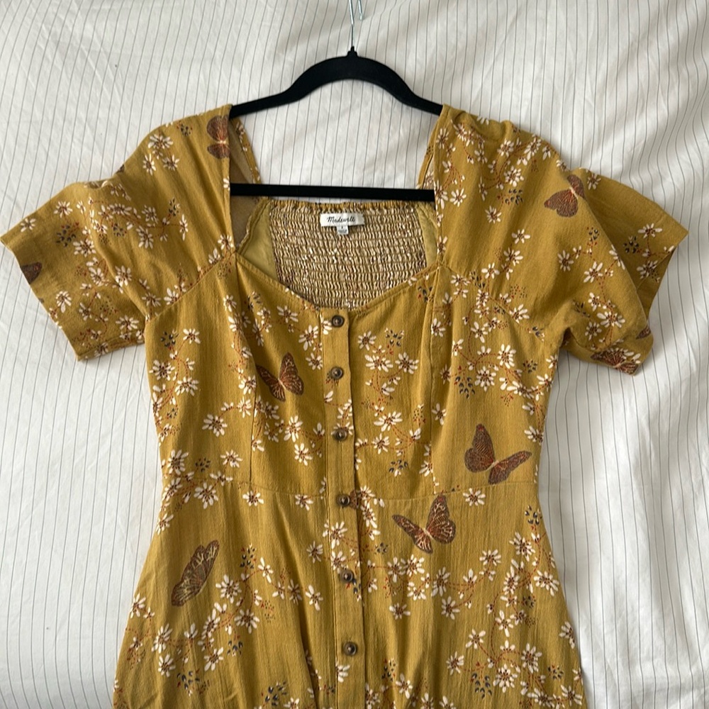 Madewell yellow floral midi dress